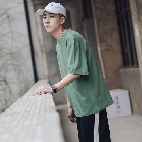 嘉曄(jiaye)夏季凈面t恤短袖t恤男地推便宜地?cái)偱l(fā)衣服五分袖t恤班服